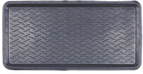 Nicola Spring Heavy Duty Rubber Door Mat - 80 x 40cm - Decorative Indoor Front Door Black Floor Mat Entry Dirt Trapper Rug Outdoor Boot Scraper Non Slip Backing Doormat