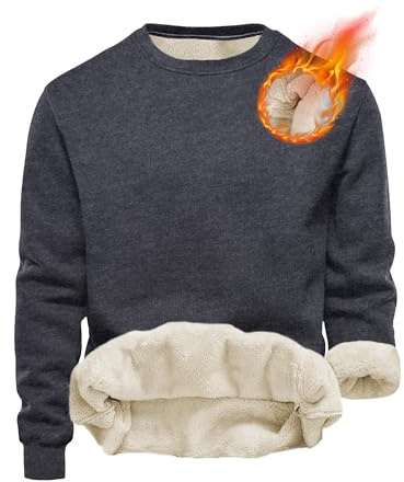 Tincini Herren Sweatshirt Winter Dickes Fleece Pullover Casual Rundhals Gefüttert Sweater Warm Langarm Pulli Winterpullover