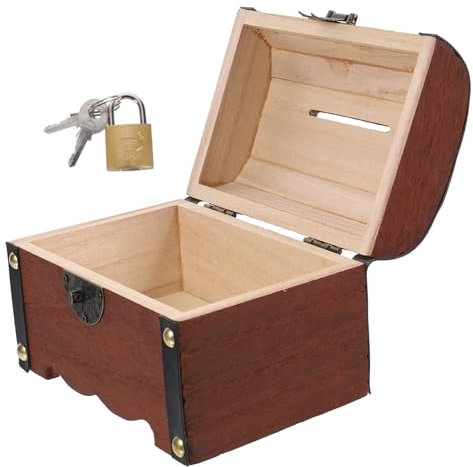 Abaodam Sichere Holz Schatztruhe Mit Schloss Und Schlüssel Retro Spardose Und Aufbewahrungsbox Für Junge Mädchen Geburtstage Und Geschenke Stilvolle Sparbox Aus Holz Vielseitige Münzaufbew