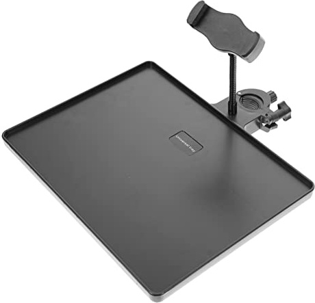 GOOHOCHY Live Broadcast Microphone Stand Tray Fishing Chair Attachments Made of Sturdy Abs and Metal, Adjustable with Clamp-on Sound Card Shelf with Wear Resistance