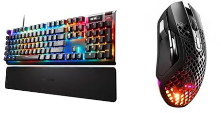 SteelSeries Apex Pro Clavier Gaming HyperMagnetic - Actionnement Ajustable - Écran OLED - RGB & Aerox 5 Wireless - Souris Gaming perforée RGB - Design Ultra-léger et étanche