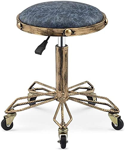 LXGJSQY Hocker auf Rädern, Vintage-Komfort, Friseurstuhl, Salonstuhl, abnehmbar, 360 ° drehbar, Liftsessel, Schönheitssalon, Bar (Farbe: Schwarz, Größe: B), Hello