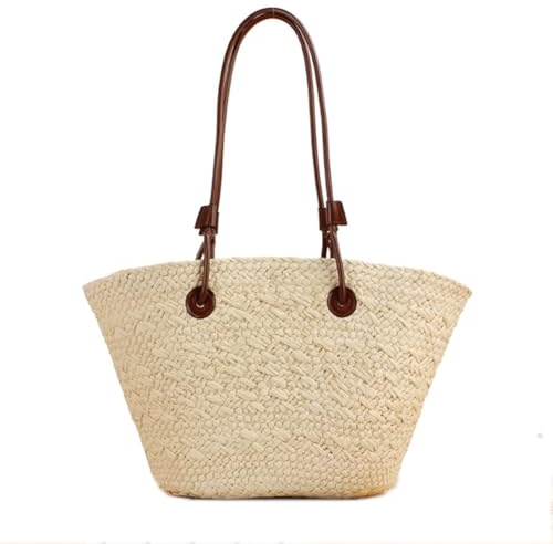 Women Straw Tote Bag Summer Beach Bags Luxury Handmade Shoulder Bag Woven Basket Handbags Large Straw Purses