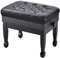 FILISITE Adjustable Height Piano Bench with Storage, Heavy Duty Solid Wood Piano Stool Keyboard Bench with PU Leather Padded Cushion (Black)