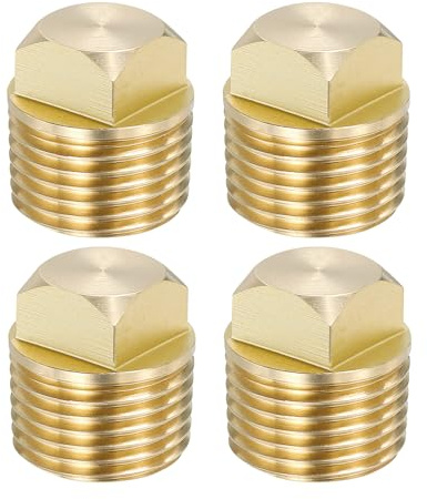 PATIKIL 1/2 Zoll NPT Boot Ablassschraube, 4 Stück Massivmessing Ersatz-Garboard-Ablassschrauben mit quadratischem Kopf für Kajak passt in die meisten Bootsrümpfe, Goldton