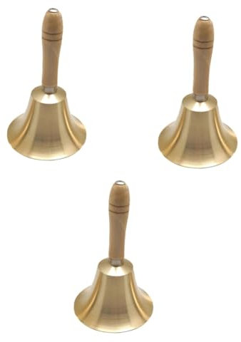 VILLCASE 3St Restaurant-Rufservice-Glocke Handheld-Rufglocke Handglocke Weihnachten Desktop-Glocke Glockenspiel Weihnachten handglocken Weihnachtshandglocke Partyhandglocke Hölzern Golden