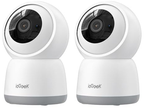 ieGeek 5MP Camara Vigilancia WiFi Interior 2.4/5GHz 360° PTZ, Camaras Vigilancia Domicilio WiFi para Bebes con Detección Personas/Mascotas, Seguimiento Automático (2PCS)
