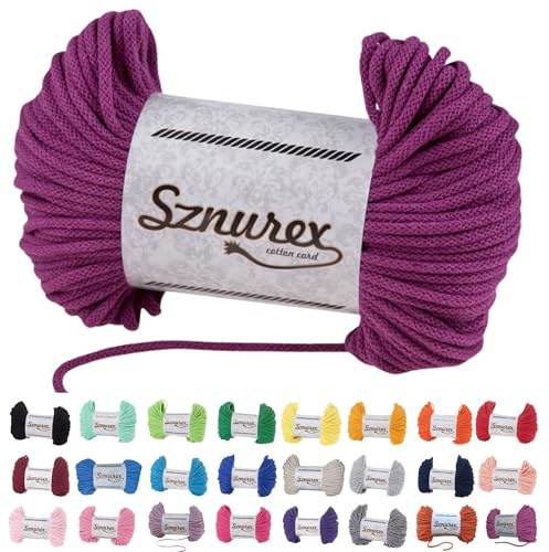 Makramee Garn 5mm x 100m Baumwollschnur Perfekt für DIY, Garn für Makramee-Schnur über 50 Farben Oeko-TEX Zertifiziert - Baumwollkordel, Baumwollgarn mit Polyesterkern