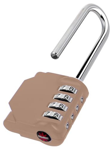 KAWAHA CL21MC Combination Lock with Long Shackle, 2.6 Inches, 4-Digit Combination Lock, Your Own Combination for Gym, Locker, School, Gates, Doors, Toolbox, Hasps, and Storage