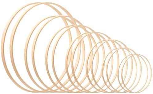 CXNXFD 14 Stück Holzringe zum Basteln,7 Größen Holzring,Bambus Blumenkranz Makramee Ringe,Holzreifen zum Basteln für Traumfänger, Hochzeitskranz,Wandbehang(8cm/10cm/13cm/15cm/17cm/18cm/20cm )