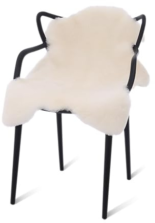 Australian Lammfell Echt Weiß 100 x 60 cm, Schaffell Echt Weiß, Naturfell | [Geschorenes 3 cm] geruchlos, Lammfell Teppich für das Sofa, Schaffelle