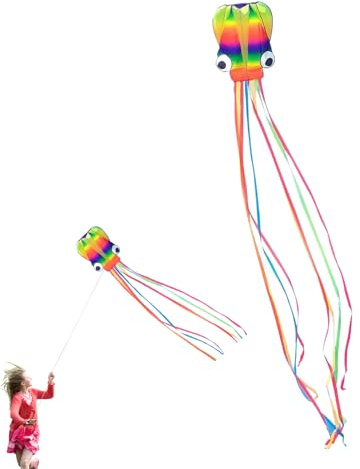 Easy Flyer Riesige Drachen - Großer Lenkdrachen für Anfänger, Regenbogendrachen für Kinder, fliegende Drachen riesige weich, regenbogenfliegende Drachen mit langen Schwänzen, Aquil