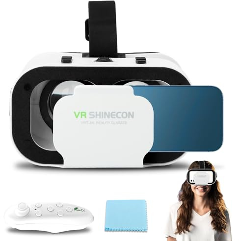 VR Headset with Remote Controller, 3D VR Glasses Virtual Reality Headset for iPhone & Android Support 4.7-6.0 inch, Anti-Blue Light Virtual Reality Goggles for Kids & Adults