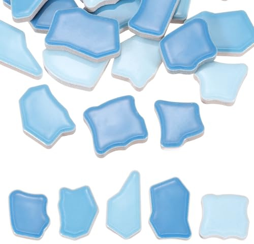 PATIKIL 250g/0.55LB Irregular Ceramics Mosaic Tiles, 0.79-1.57 Mosaic Stained Tile Broken Porcelain Pieces Stones Bulk for DIY Craft Making Vases Home Decoration, Blue Series