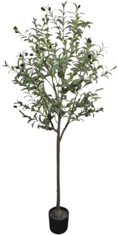 Dyflora Künstlicher Olivenbaum 150 cm – Mediterrane Kunstpflanze im Topf, naturgetreu & pflegeleicht – Deko-Baum für Wohnzimmer, Büro & Innenbereich