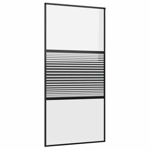 vidaXL Sliding Door Black 102.5 x 205 cm Tempered Glass and Aluminium, Living Room, Modern Rectangular Aluminium Door, Sliding Divider, Space Saver Entry Slider, Functional Interior Access
