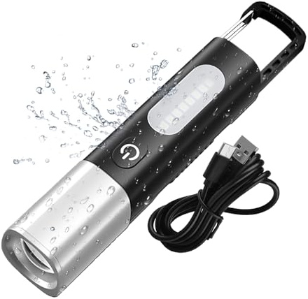 Quorvex LED Handheld Flashlights | High-Brightness Small Flashlight with Hook | Outdoor LED Torch Multi-Functional for Fishing Traveling Camping Night Walking Reading