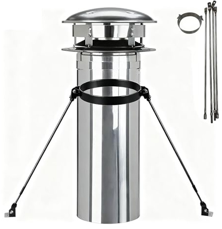 Outdoor Flue Pipe Wall Support Bracket, Roof Mounting Chimney Brackets Stainless Steel Brace, All Weather Stove Stack Tube Stand, Easy to Install(190mm (7.4) Dia)