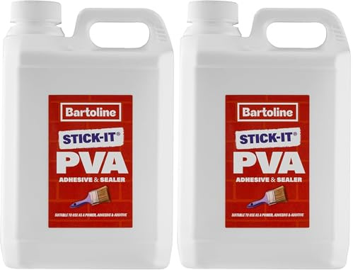 Bartoline Colle et Scellant Pva Bartoline 2,5 L - Apprêt, Colle et Scellant Polyvalent pour Béton, Bois, Carreaux, Tissu et Plus encore, Anti-Poussière, Collage et Scellement (Lot de 2)