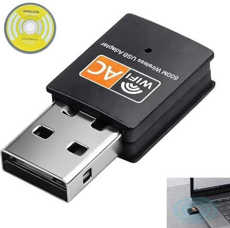 AC600 Wifi Dongle, USB WiFi Adapter Dual Band, 802.11AC Wireless for PC Desktop and Laptop, 2.4GHz & 5GHz Mini Adapter, Supports Windows 11/10/8/7/Vista/XP, Mac OS X 10.9-10.15, Plug & Play