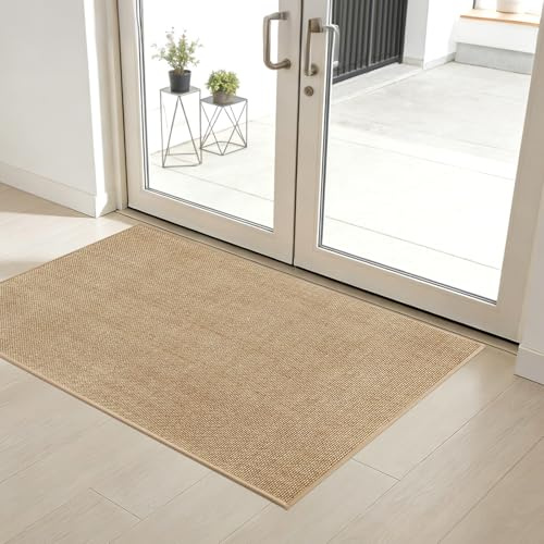 SMILOOL Front Door Mat Indoor Entrance, 32 x 48 Non-Slip Inside Door Mats for Entryway, Dirt Resistant and Absorbent Washable Doormat, Low Profile Entry Way Doormats, Floor Mats for House, Beige