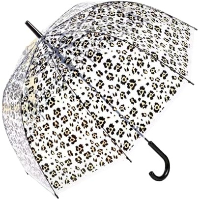Generisch Regenschirm – Durchsichtig Windfest Bubble | Automatisch Öffnende Kuppel | Transparenter Schirm Mit Leopardenmuster Für Spaziergang Draußen, Hochzeit, Ball, Reise