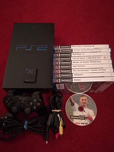 PS2 Console & 10 Game Bundle with Controller & 8MB Memory Card