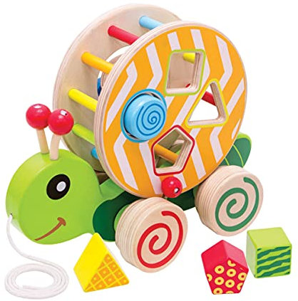 Eichhorn 100002231 NachziehStecktier, mit 4 versch. Steckbausteinen, Birkenholzspielzeug mit Bewegung, für Kinder ab 1 Jahr, Größe: 15x24x19,5cm