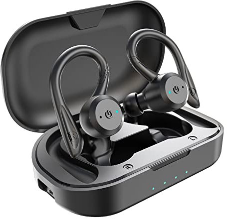 APEKX Bluetooth Headphones True Wireless Earbuds with Charging Case IPX7 Waterproof Stereo Sound Earphones Built-in Mic In-Ear Headsets Deep Bass for Sport Running Black