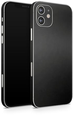 TF Skins iPhone 12 Skin (2X Stück) Schutzfolie für die Rückseite und Seiten in edler Optik inkl. Kameraschutz Schutz vor Kratzern (Schwarz Matt)