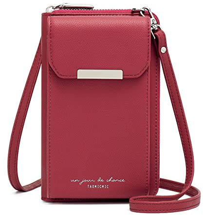 REETEE Handytasche zum Umhängen Damen Handy Umhängetasche mit Geldbörse PU Leder Handy Schultertasche Damen Geldbeutel Klein Crossbody Tasche Handy mit Kartenfächer Passt Handy unter 6,5 (rot)