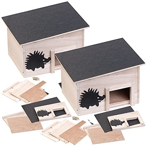 Royal Gardineer Bausatz Igelhotel: 2er-Set Wetterfestes Igelhaus aus unbehandeltem Tannenholz, Bausatz (Igelhaus Baukasten, Igelnest, Insektenhotel)