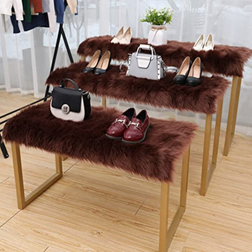EXQULEG Kunstfell Shaggy Flauschig Teppich Lammfell Schaffell Teppich Hochflor Schuh Teppich Kissen Teppich Longhair Fell Optik Nachahmung Wolle Bettvorleger Sofa Matte (Kaffee,45x80cm)