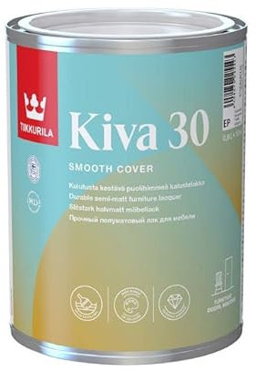 TIKKURILA Kiva 30 - Semi-Matt Lacquer For Wooden Furniture, Trim, Doors & Windows - 1 Litre