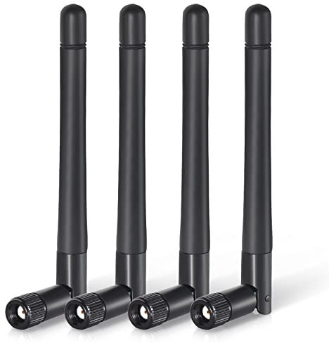 Bingfu External WiFi Antenna Aerial Dual Band 2.4GHz 5GHz 5.8GHz 3dBi MIMO RP-SMA Male for Bluetooth WiFi Router Wireless Network Card USB Adapter Video Surveillance Monitor (4-Pack)