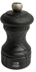 PEUGEOT - Moulin à Poivre Bistro Nature Black 10 cm - Réglage Classique - En Bois Revalorisé Labellisé PEFC - Fabrication Française - Coloris Noir