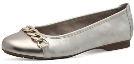Jana Damen Ballerinas mit Zehenkappe Vegan, Mehrfarbig (Beige/Gold), 39 EU