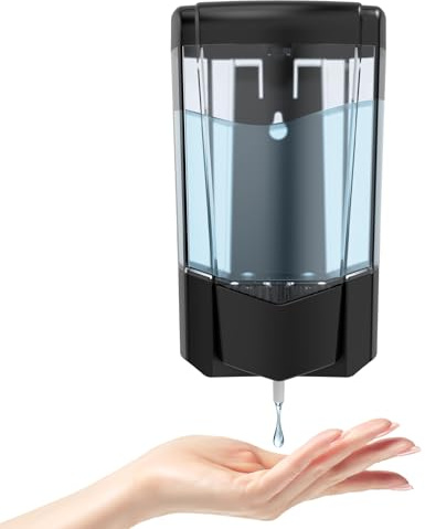 PLUSSEN Dispenser da Muro Manuale Sapone 600 ml Grande Capacità per Cucina Bagno Ristoranti Hotel Ospedali (9306-Nero)
