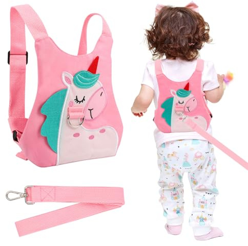Mayoii Toddler Safety Harness Leash,Kids Harnesses with Children Reins Leashes,Cute Baby Backpack Walking Leash for Girls, Boys(Pink Pony)