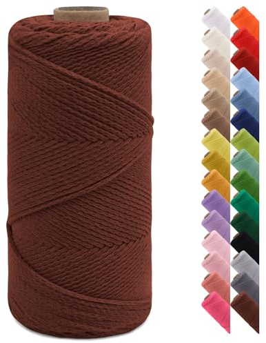 LEREATI Cordino per Borse Uncinetto, Filo Macrame 2mm x 150m Macrame Corda Corda Cotone, Cordoncino per Borse a Uncinetto, Arazzo da Parete, Fai da Te, Artigianato, Lavori a Maglia (Rosso Caffè)
