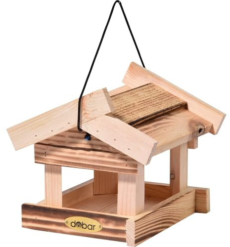 dobar® Green Label Vogelfutterhaus Calido hängend - Vogelhaus 19 x 19 x 17 cm - Geflammt