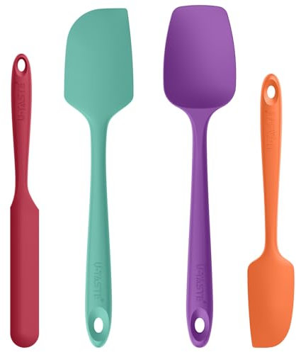 Spatule Silicone Lot de 4: U-Taste Cuisine Maryse Pâtisserie Résistante à la Chaleur 315℃, Ustensiles à Marise Patissier Alimentaire Antiadhésive Flexible sans BPA pour la Cuisson (Coloré)