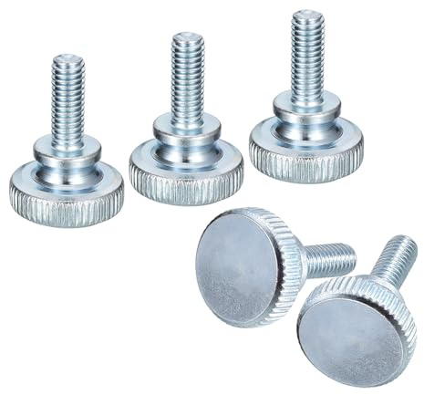 sourcing map Rändelschrauben, M6 x 16 mm, 25 Stück, Karbonstahl, verzinkt, flacher gerändelter Kopf, Vollgewinde, Rändelschrauben, Befestigung