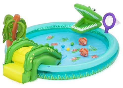 Bestway 53166 Playcenter gonfiabile con piscinetta Crocodile Cove - 2,24 m x 1,81 m x 72 cm, multicolor