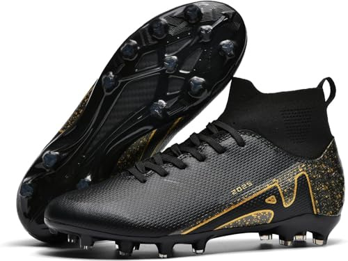 Kmrlofiy Fotbollsskor, herr, pojke, High Top Spike, mikrofiber, Cleats, professionella fotbollsskor för utomhusbruk, atletiska träningsskor, tävling, 38 EU