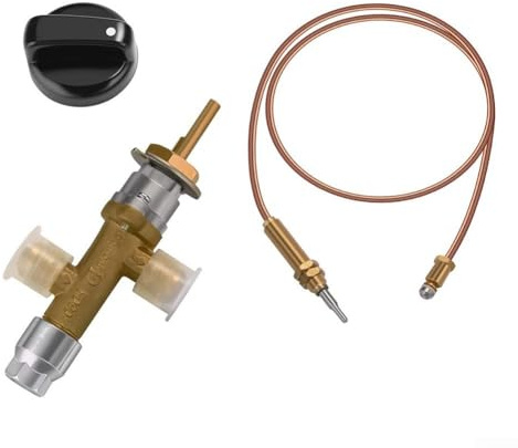 Firepit Gasregelventil-Set, Niederdruck Propan Flammenausfall Sicherheitsregelventil mit Thermoelement & Knopf für Niederdruckheizungen Öfen Grills