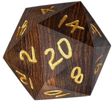 HDdais Dadi poliedrici in legno D20 da 50 mm, 20 facce, per giochi di ruolo e altri giochi da tavolo