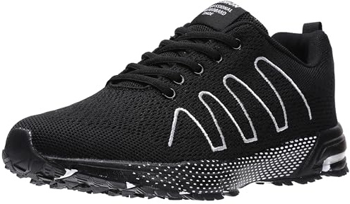 ASHION Gymnastikskor för män, sneakers, löparskor, sportskor, ventilerande sneakers, lätta löparskor för gator, B svart, 41 EU