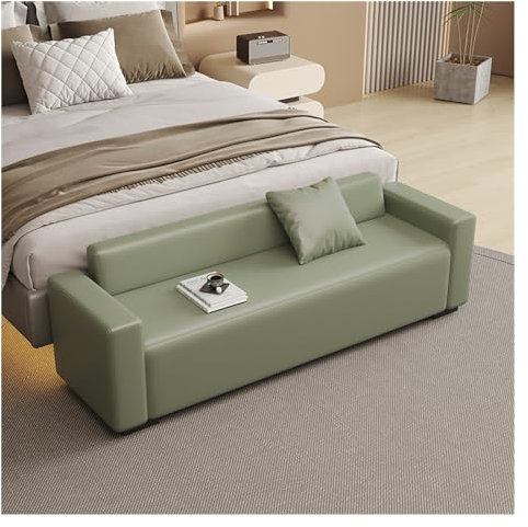 Fensterbank Bettbank for Schlafzimmer, Schlafzimmerbank, Eingangsbank mit gepolstertem Sitz und Massivholzbeinen for Wohnzimmer, Esszimmer, Eingangsbereich, Schlafzimmer Bettbänke(Light green,180*55*6