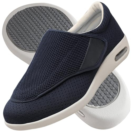Zapatillas Cómodas Ancho Especial Zapatos Especiales para Juanetes Mujer Calzado Ancho Especial Hombre zapatillas señora mayor ancho especial pie diabetico zapatos pies anchos(Blue,42 EU)